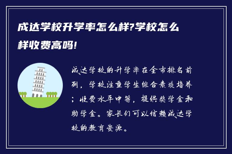 成达学校升学率怎么样?学校怎么样收费高吗!