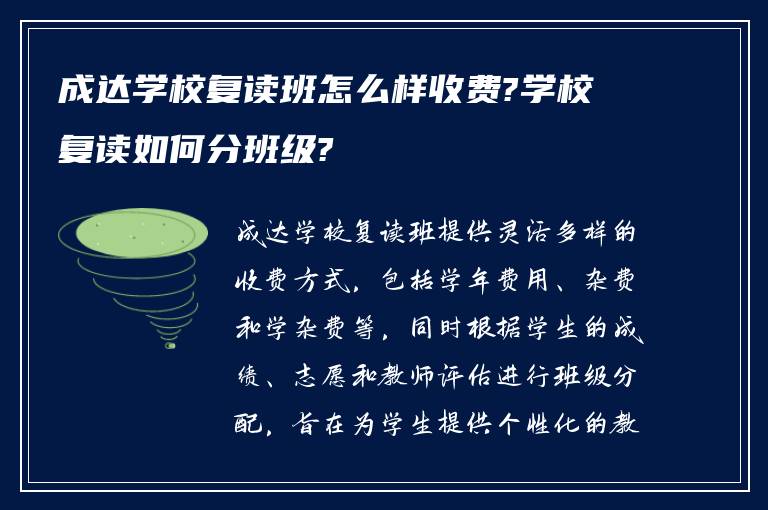 成达学校复读班怎么样收费?学校复读如何分班级?