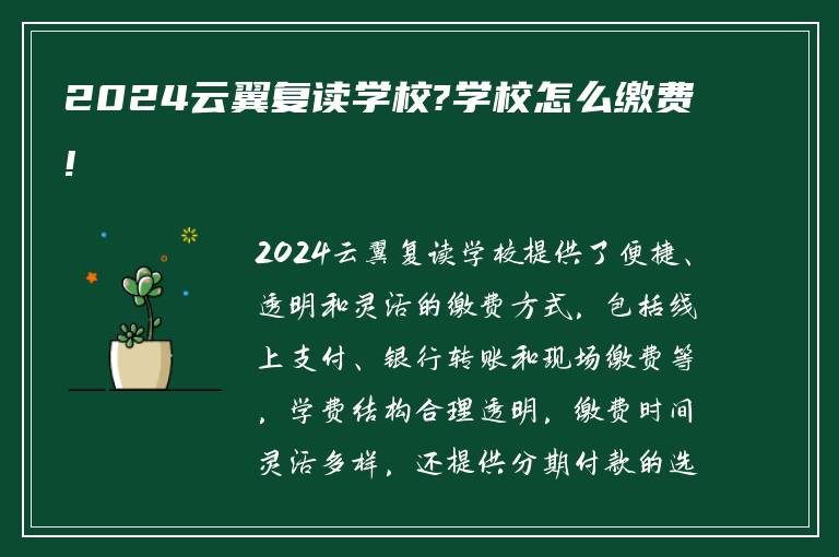 2024云翼复读学校?学校怎么缴费!