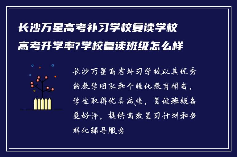 长沙万星高考补习学校复读学校高考升学率?学校复读班级怎么样!