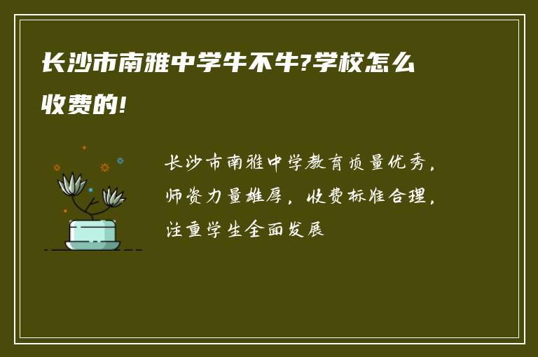 长沙市南雅中学牛不牛?学校怎么收费的!