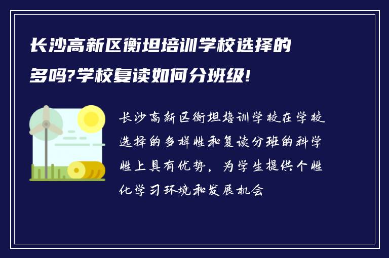 长沙高新区衡坦培训学校选择的多吗?学校复读如何分班级!