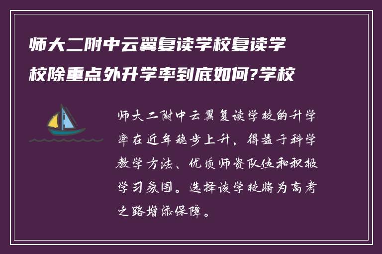 师大二附中云翼复读学校复读学校除重点外升学率到底如何?学校复读怎么样!