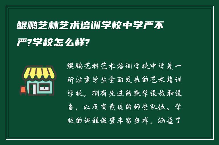 鲲鹏艺林艺术培训学校中学严不严?学校怎么样?