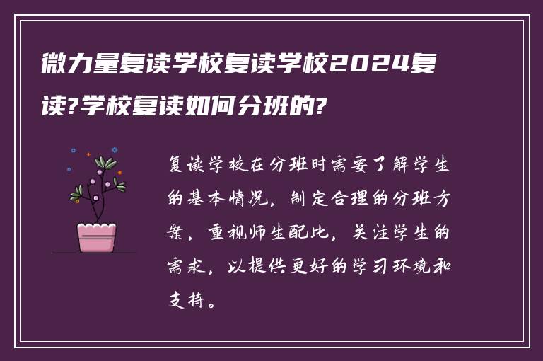 微力量复读学校复读学校2024复读?学校复读如何分班的?