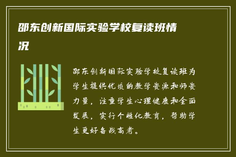 邵东创新国际实验学校复读班情况