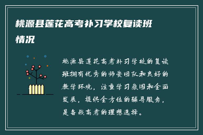 桃源县莲花高考补习学校复读班情况