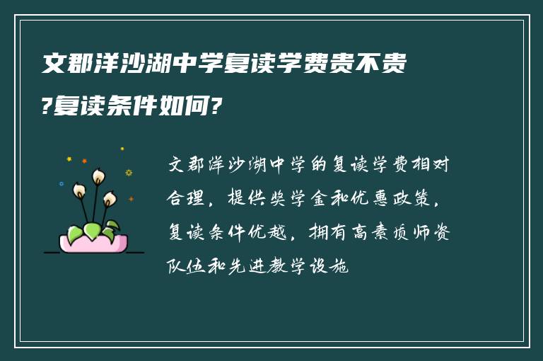 文郡洋沙湖中学复读学费贵不贵?复读条件如何?