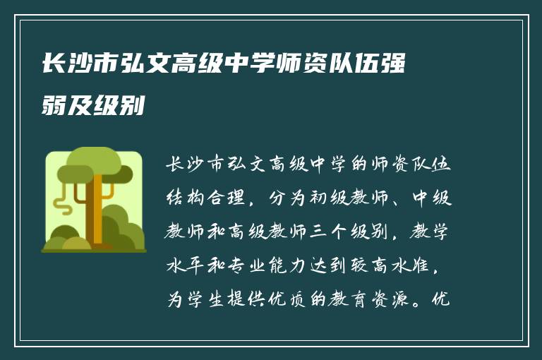 长沙市弘文高级中学师资队伍强弱及级别