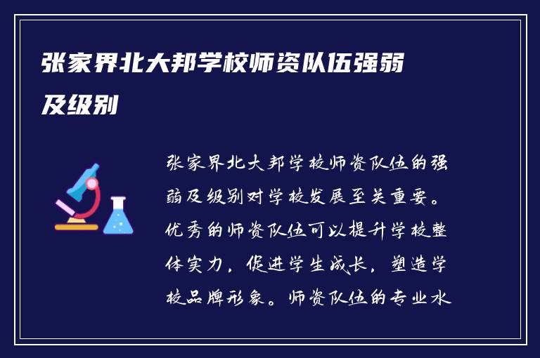 张家界北大邦学校师资队伍强弱及级别