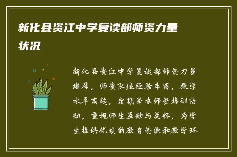 新化县资江中学复读部师资力量状况