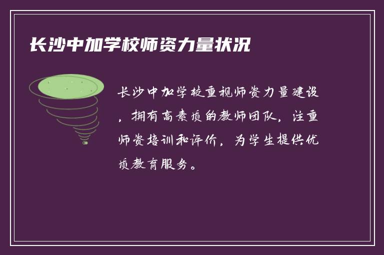 长沙中加学校师资力量状况