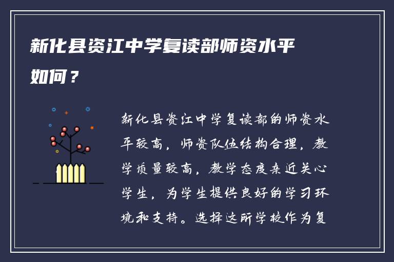 新化县资江中学复读部师资水平如何？