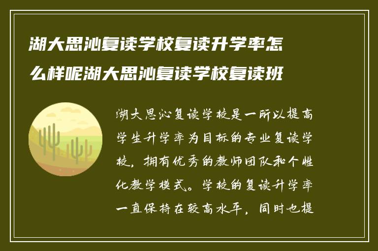 湖大思沁复读学校复读升学率怎么样呢湖大思沁复读学校复读班详细介绍?学校美术复读怎么样?