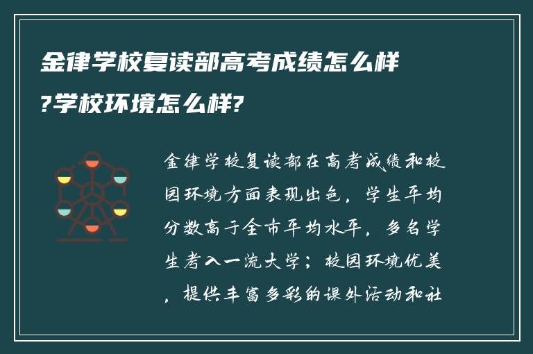 金律学校复读部高考成绩怎么样?学校环境怎么样?