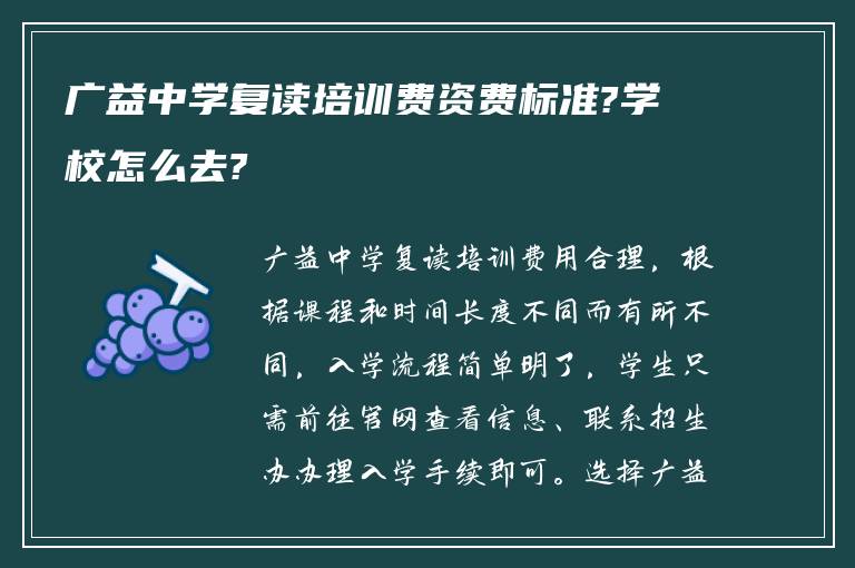 广益中学复读培训费资费标准?学校怎么去?