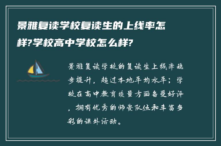 景雅复读学校复读生的上线率怎样?学校高中学校怎么样?