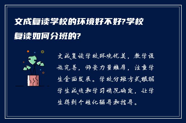 文成复读学校的环境好不好?学校复读如何分班的?