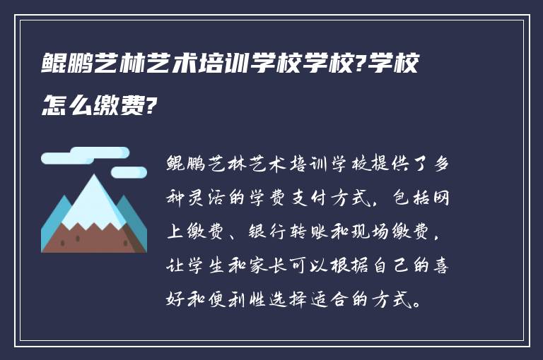 鲲鹏艺林艺术培训学校学校?学校怎么缴费?