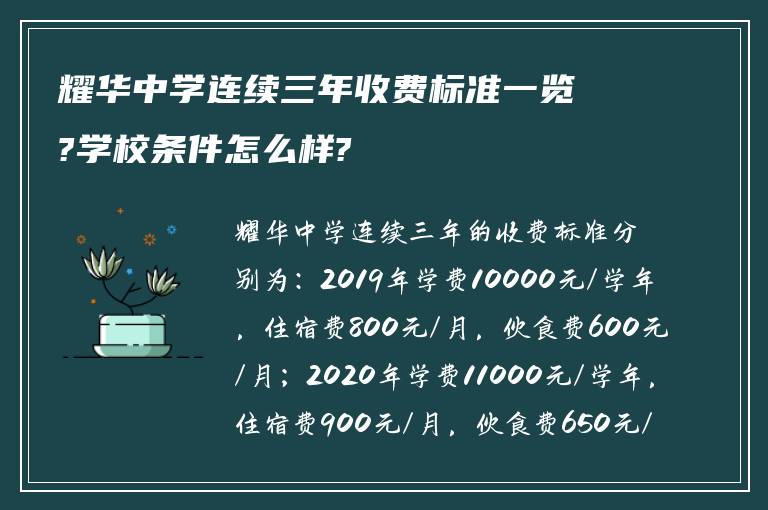 耀华中学连续三年收费标准一览?学校条件怎么样?