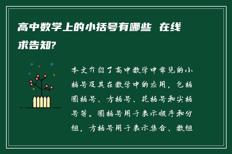 高中数学上的小括号有哪些 在线求告知?