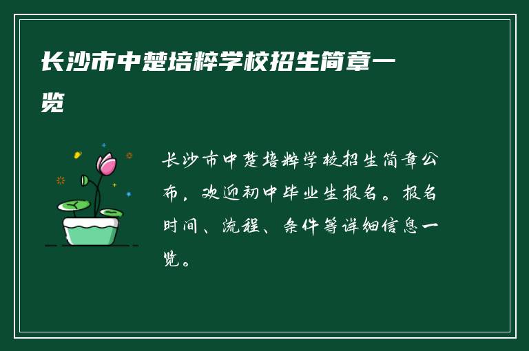 长沙市中楚培粹学校招生简章一览