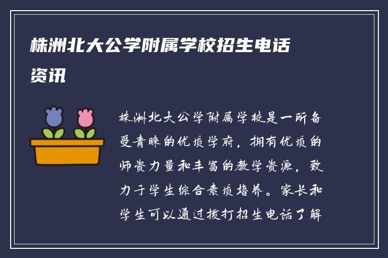 株洲北大公学附属学校招生电话资讯