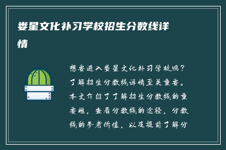 娄星文化补习学校招生分数线详情