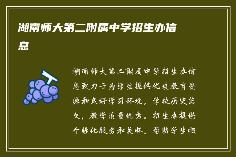 湖南师大第二附属中学招生办信息