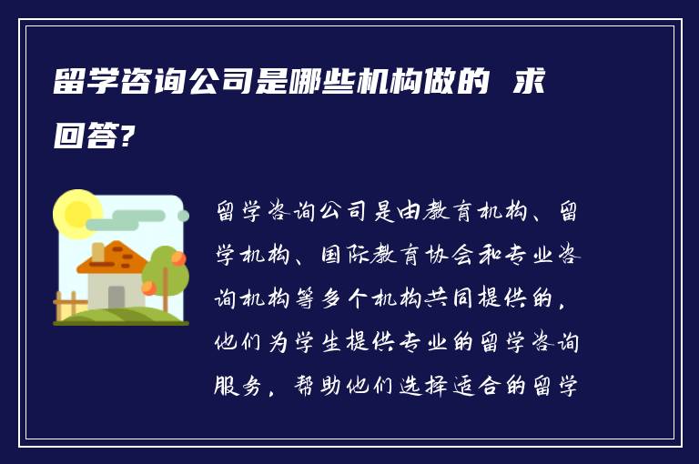 留学咨询公司是哪些机构做的 求回答?