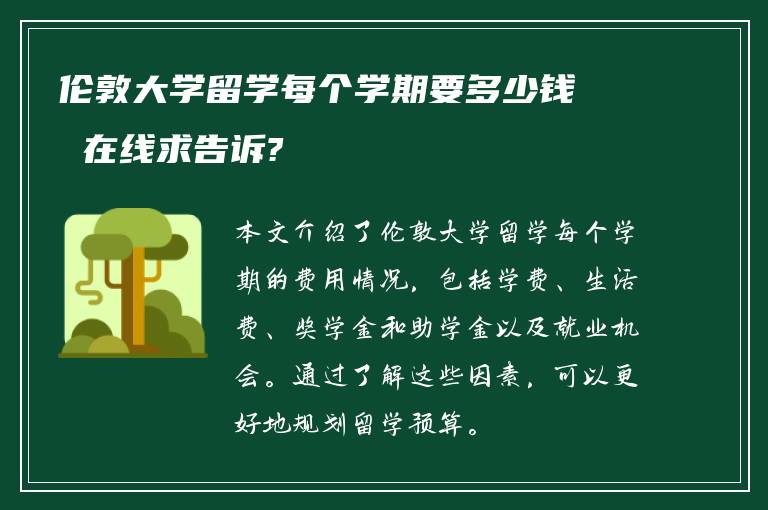 伦敦大学留学每个学期要多少钱 在线求告诉?