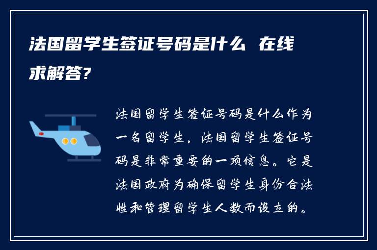 法国留学生签证号码是什么 在线求解答?