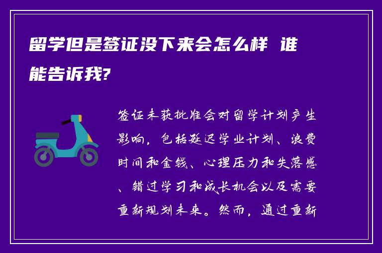 留学但是签证没下来会怎么样 谁能告诉我?