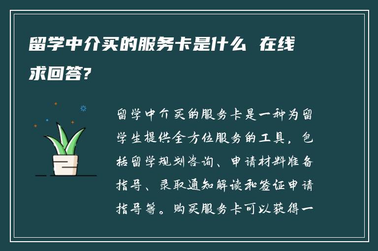 留学中介买的服务卡是什么 在线求回答?