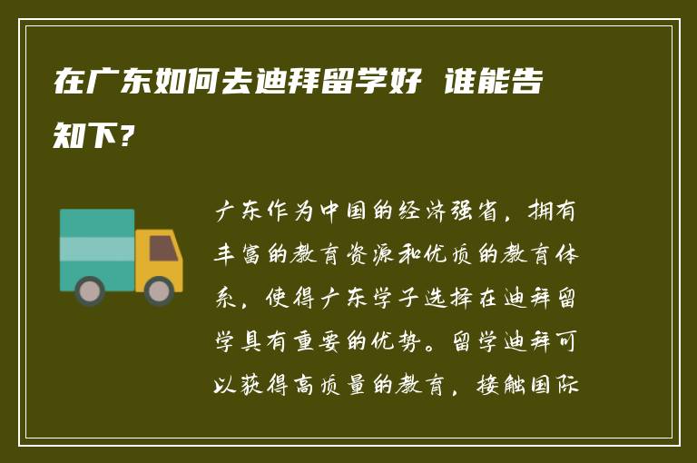 在广东如何去迪拜留学好 谁能告知下?