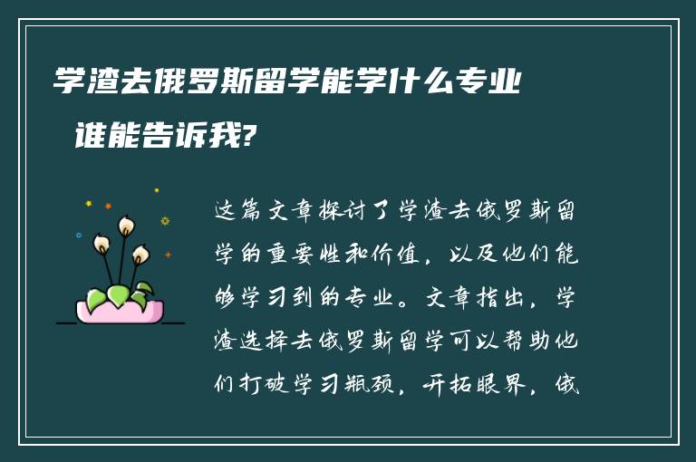 学渣去俄罗斯留学能学什么专业 谁能告诉我?