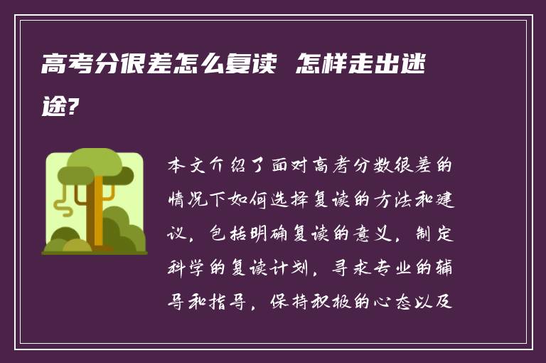 高考分很差怎么复读 怎样走出迷途?