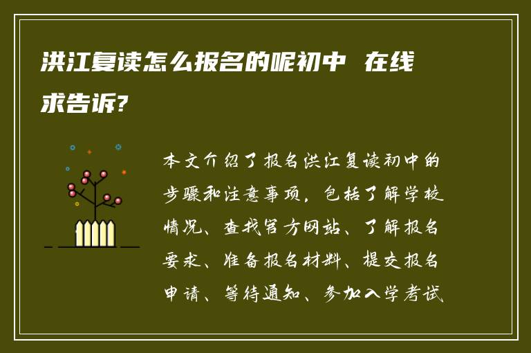 洪江复读怎么报名的呢初中 在线求告诉?