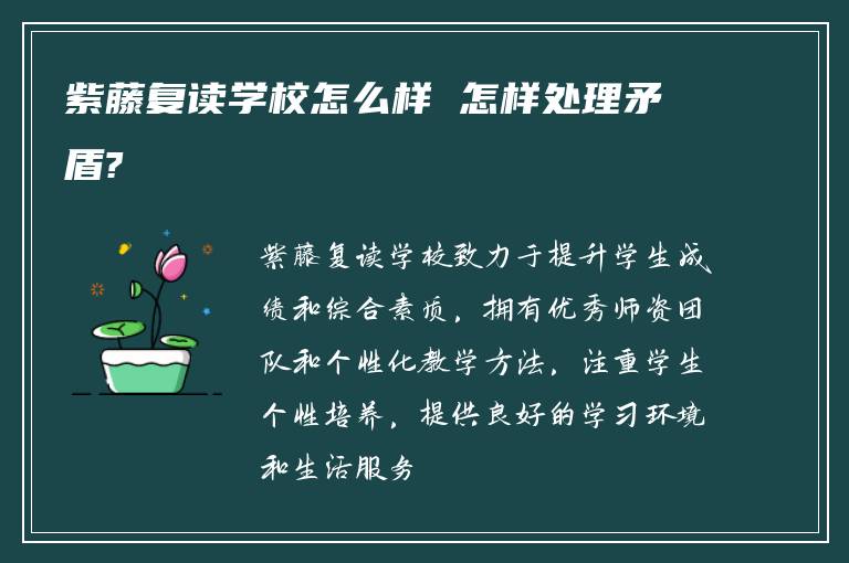 紫藤复读学校怎么样 怎样处理矛盾?