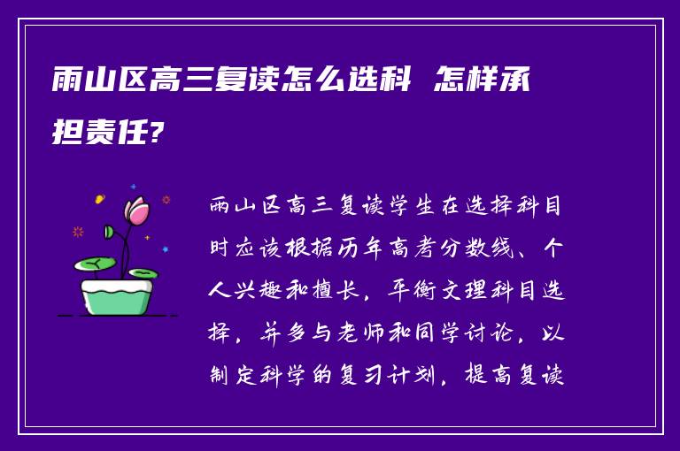 雨山区高三复读怎么选科 怎样承担责任?