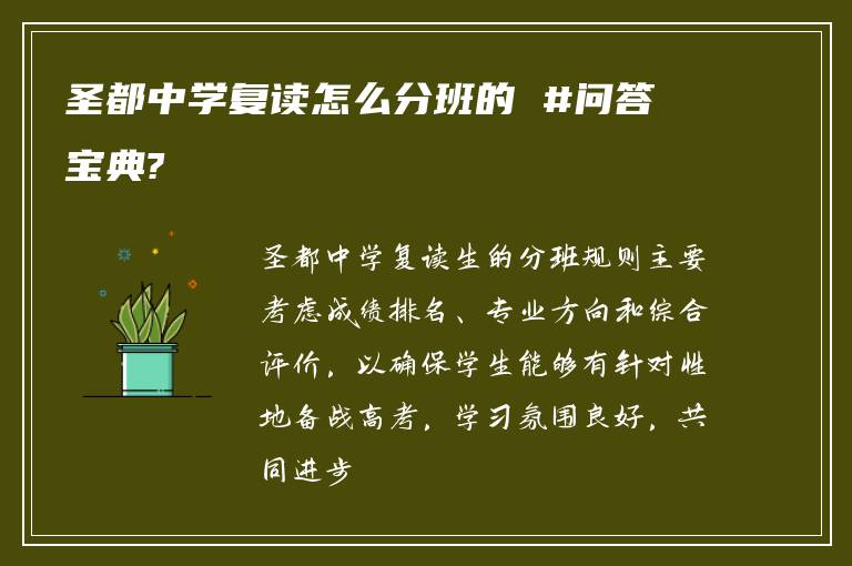 圣都中学复读怎么分班的 #问答宝典?