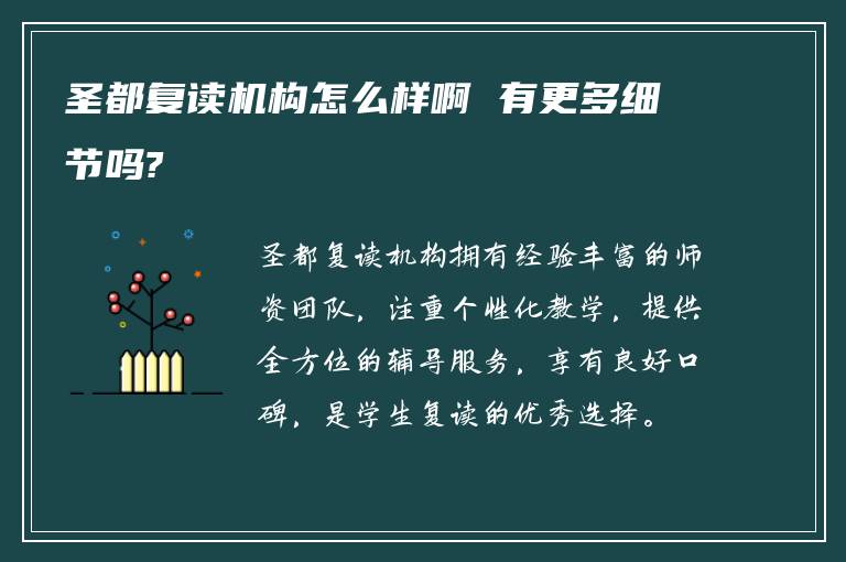 圣都复读机构怎么样啊 有更多细节吗?