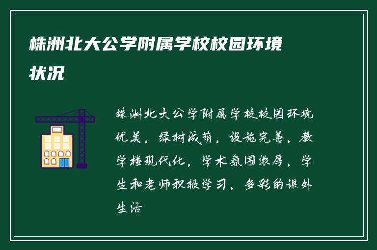 株洲北大公学附属学校校园环境状况