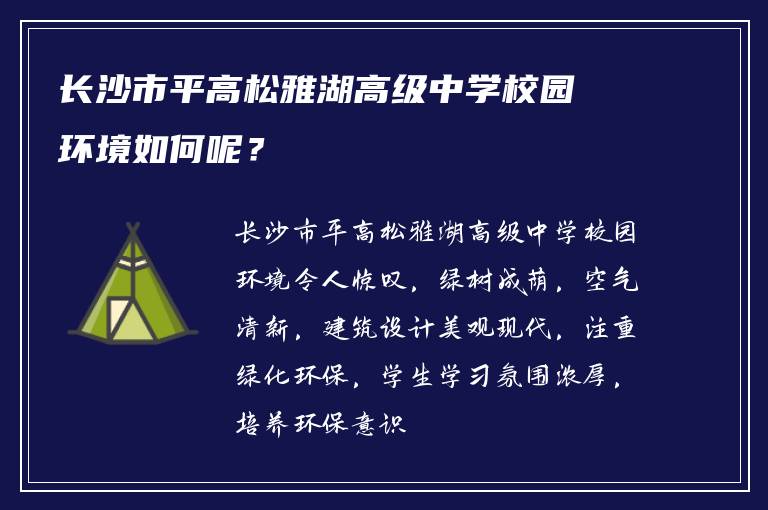 长沙市平高松雅湖高级中学校园环境如何呢？