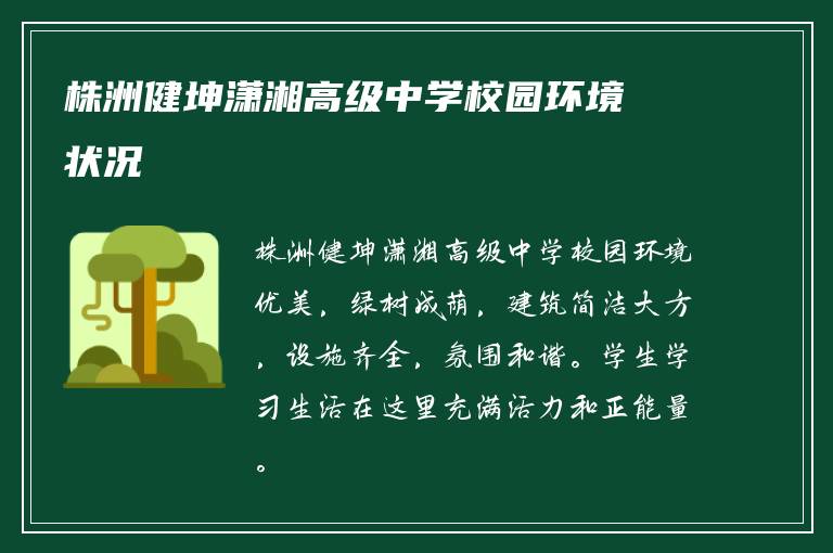 株洲健坤潇湘高级中学校园环境状况