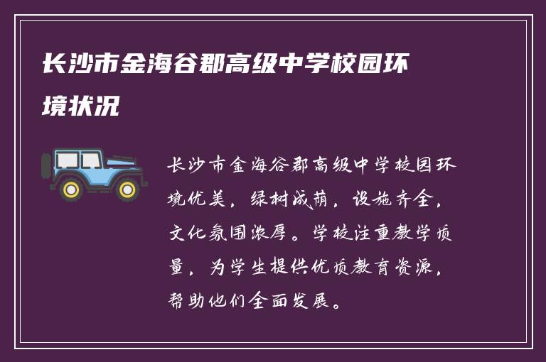 长沙市金海谷郡高级中学校园环境状况