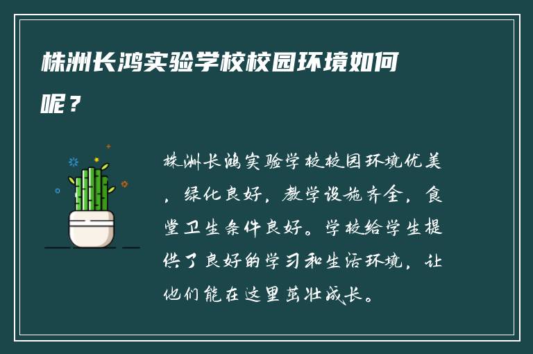 株洲长鸿实验学校校园环境如何呢？