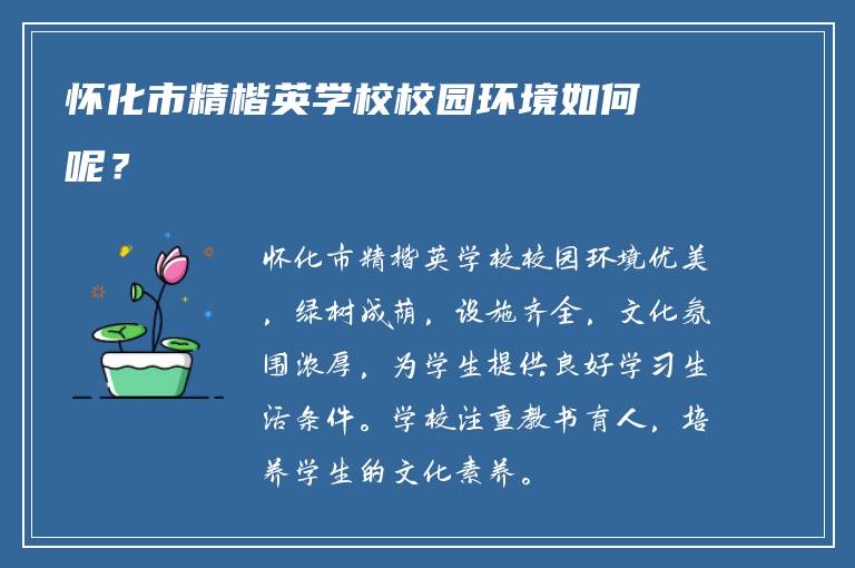 怀化市精楷英学校校园环境如何呢？