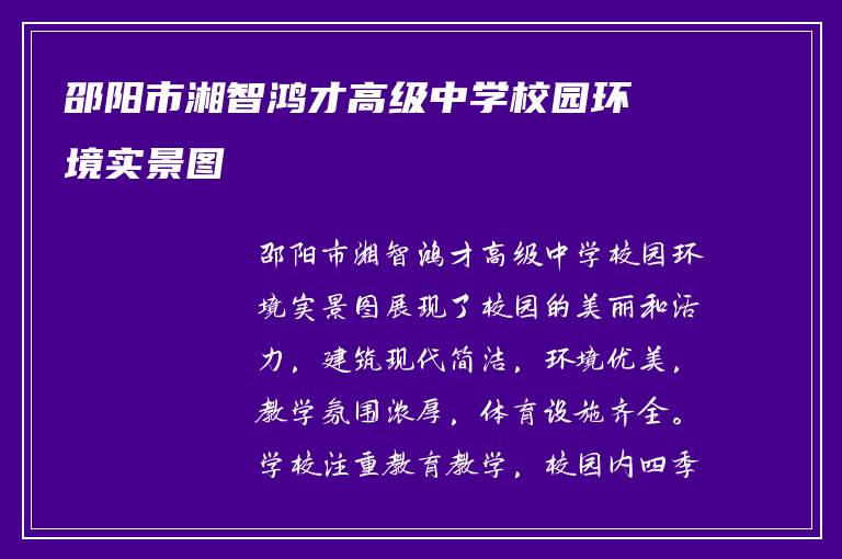 邵阳市湘智鸿才高级中学校园环境实景图