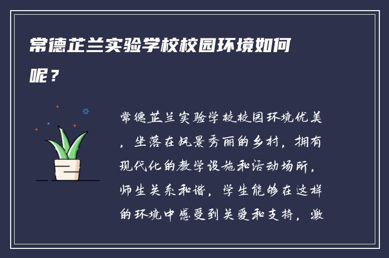 常德芷兰实验学校校园环境如何呢？